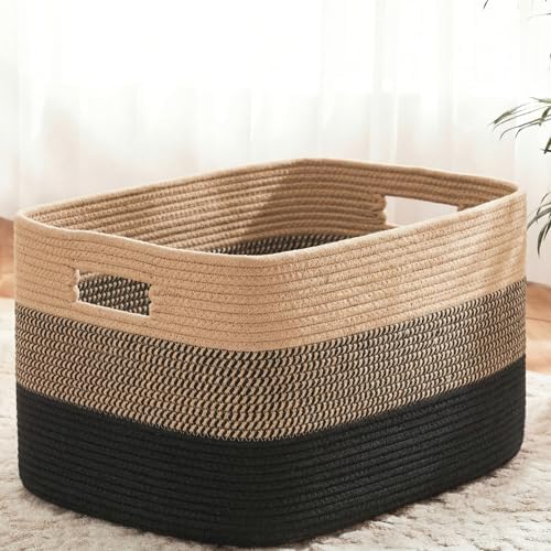 Artfeel Blanket Basket,Rectangle Woven Baskets for Storage,65L Laundry Basket for Decorative Nursery Blanket,Toys,Dirty Clothes and Magazine in Shelves,Baby Room,and Living Room by Artfeel