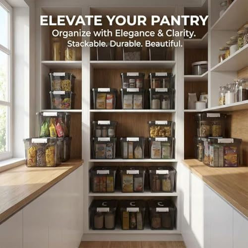 Plastic Storage Bins with Lids, 2 Pack Mixed Sizes (7 Qt, 16 Qt) Clear Black with Lid Stackable Organizer Boxes with Latches for Closet, Pantry, Bathroom, Office - Image 5