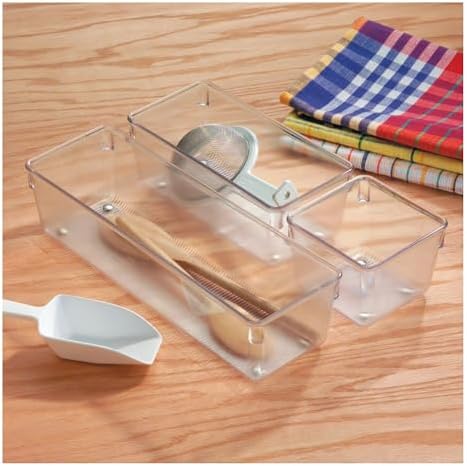 iDesign Plastic Drawer Organizer Bins, Set of 3, Clear - Image 7