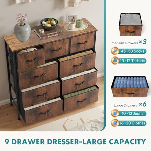 OLIXIS 9 Drawer Tall Dresser for Bedroom, Closet Organizers and Storage - Image 6