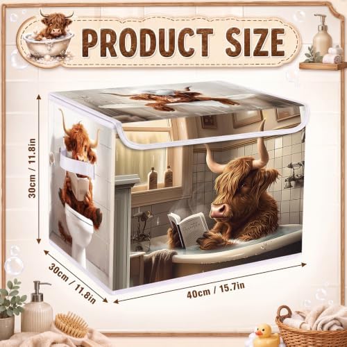 Briwooody Highland Cow Storage Bin with Lid and Carrying Handle - Image 2