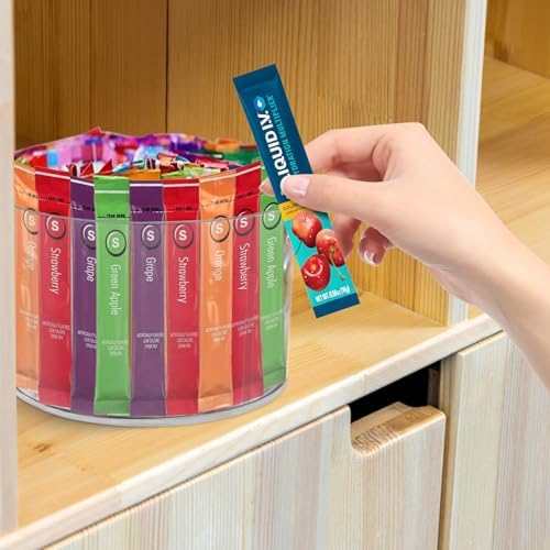 Drink Packet Organizer for Powdered Drink Mix,Powder Packet,Water Packet,Water Flavor Packet,Lazy Susan 360° Turntable Organizer for Drink Mix Necessities - Image 7