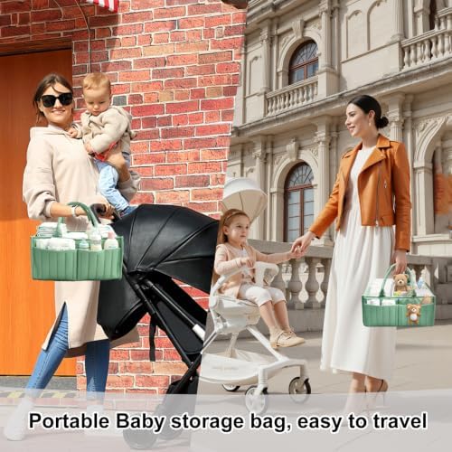 2-Pack Baby Diaper Caddy Organizer, Green - Image 4