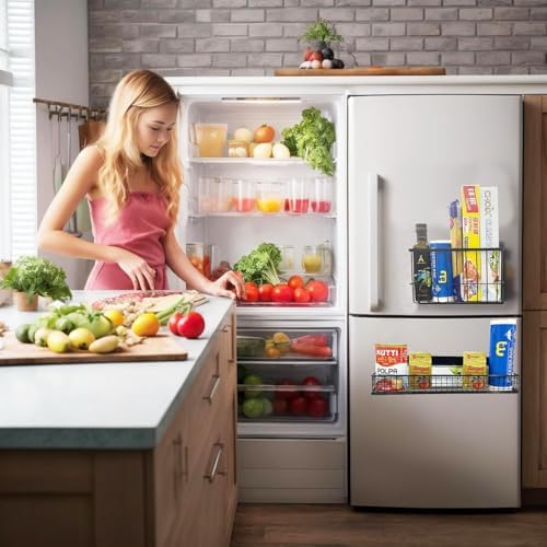 Bruda 2 Pack Magnetic Storage Rack for Spice, Magnetic Organization Shelf for Refrigerator, Fridge, Washing Machine, Oven, Coffee Maker, Metal Peg Board, Stacked Washer and Dryer 010 - Image 5