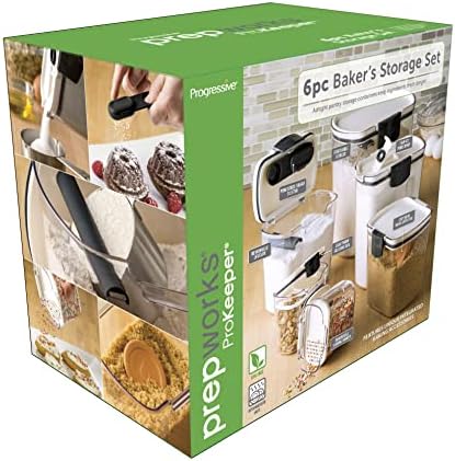 Progressive ProKeeper Baker's Airtight Kitchen Storage Canister Container Set for Flour, Sugar & More, Keeps Ingredients Fresh, with Accessories (Black, 6- Piece) - Image 3