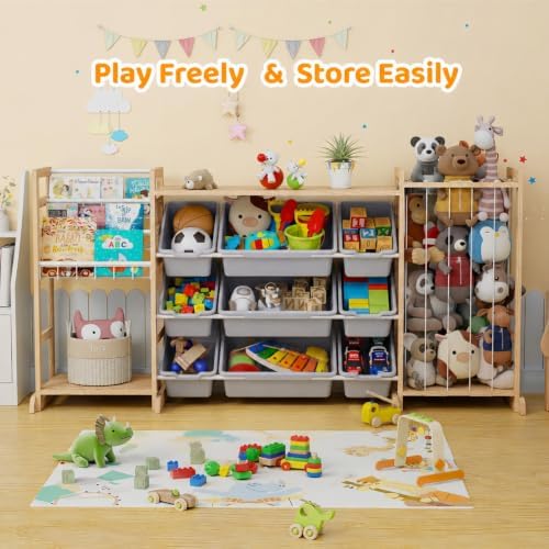 65" Large Toy Storage Organizer with Bookshelf and Stuffed Animal Storage - Image 6