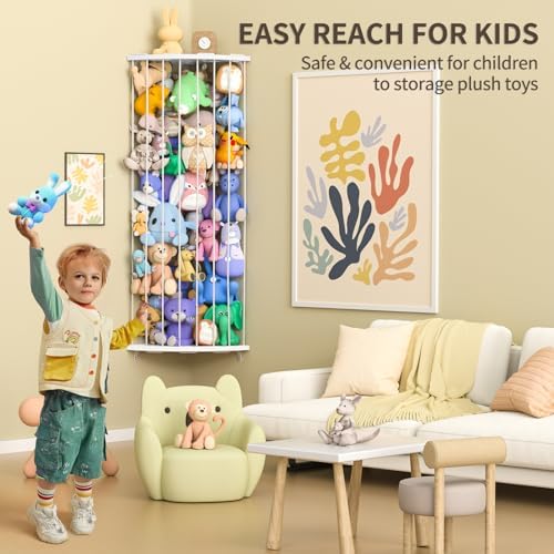 Jtksfcl Stuffed Animal Storage, Corner Stuffed Toy Shelf for Kids Room - Image 4
