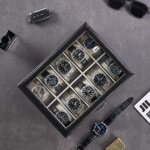 ProCase Watch Box, 10 Slot Watch Display Case with Drawer -Black - Image 6