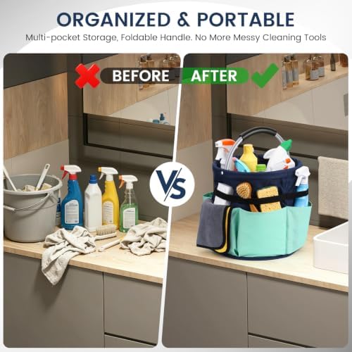 17L Cleaning Supply Caddy with Handle for Cleaning Supplies Organizer - Image 4