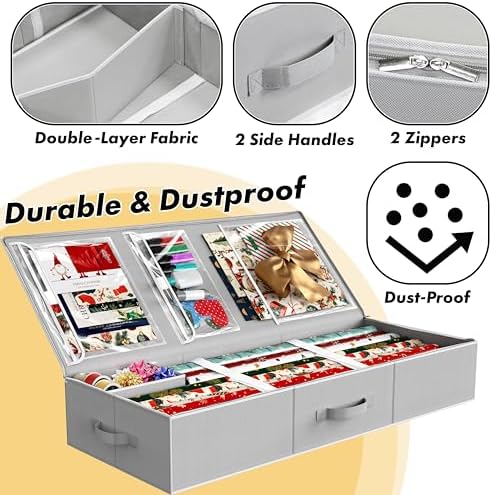 Simple Houseware 41.5" Wrapping Paper Organizer, Fits 40 Rolls, Gray - Image 3