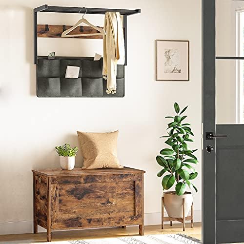 HOOBRO Toy Box, Retro Wooden Look Storage Chest with Safety Hinge, Entryway Storage Bench Supports 330 lb, 29.9 x 15.7 x 18.9 Inches Toy Chest Organizer, Easy Assembly (Rustic Brown) BF75CW01G2 - Image 4