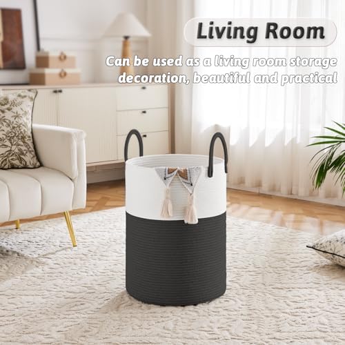 Artfeel Laundry Basket,Woven Cotton Rope Laundry Hamper,40L for Decorative Storage of Dirty Clothes,Toys and Blankets in Bathroom,Baby Room and Living Room - Image 5