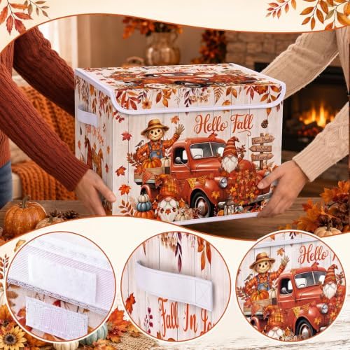 Briwooody Fall Storage Bin with Lid and Carrying Handle Gnome Storage Box - Image 3