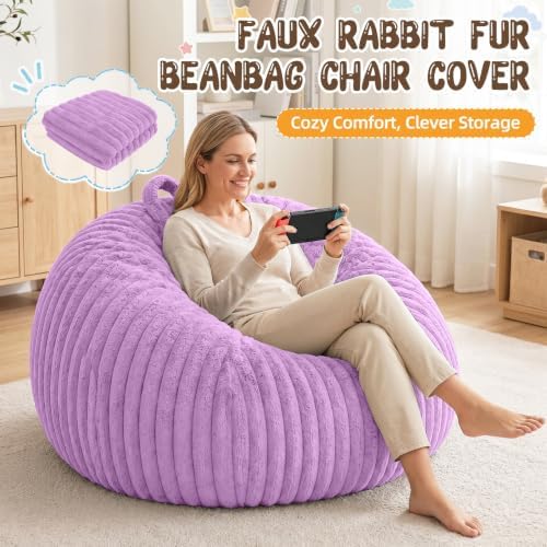 Bean Bag Cover No Filler Stuffed Animal Storage Bean Bag Chair Cover - Image 3