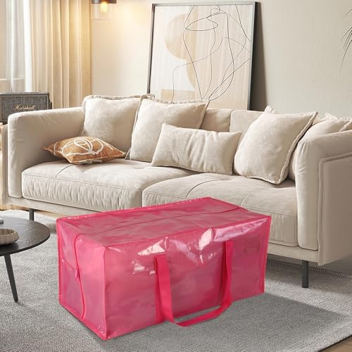 JCBZAMZ 6 Pack Heavy Duty Extra Large Moving Bags with Handles,Waterproof Foldable Storage Totes, Clothing Storage Bags, Packing Moving Boxes for College Supplies, Pink - Image 6