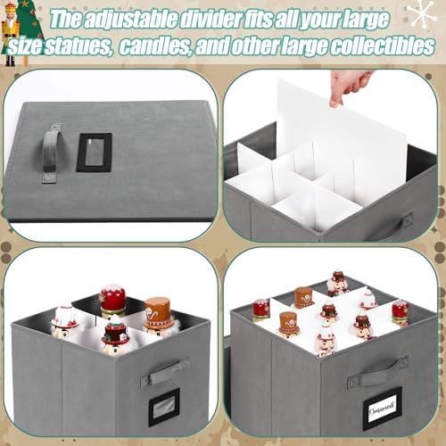 2 Pack 16 Inch Large Christmas Nutcracker Storage Box Hold 18 Nutcrackers Figurine Collectible Storage Box for Holiday Decor Carolers Santa Figure or Nut Cracker Ornaments (Normal,Gray) - Image 3