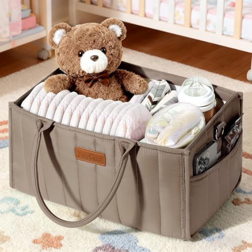 Baby Diaper Caddy Organizer, Portable Nursery Storage Basket by Zooawa