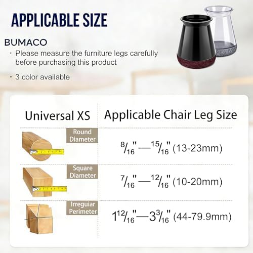 BUMACO Chair Leg Floor Protectors for Hardwood Floors Anti-Scratch 20 Pack - Image 2