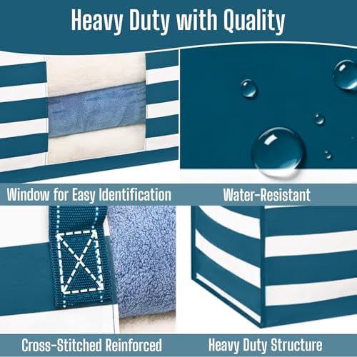 VENO Moving Bags, Wide Open Top, Clear Window, Classic Navy Stripe, 6 Pack - Image 4