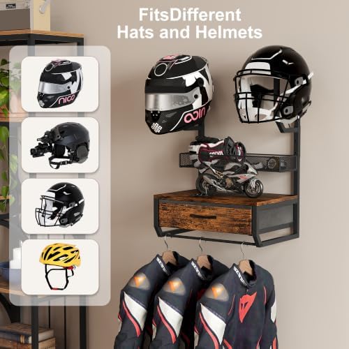 EasyPAG Motorcycle Helmet Holder Wall Mount, 2 Helmet Holder - Image 4