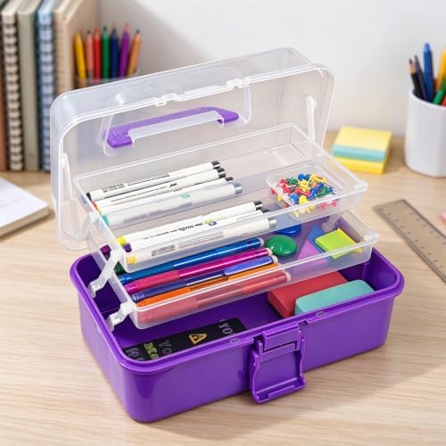 10Inch Tackle Box Organizer and Storage,Three-Layer Sewing Box With 2 Trays - Image 3