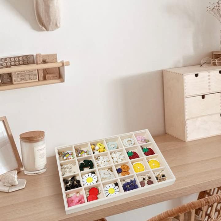 Stratalife 24 Grid Velvet Jewelry Organizer Tray, 13.8" x 9.4" x 1.2" - Image 6