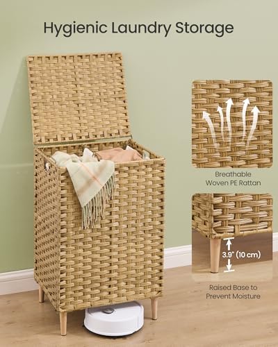 SONGMICS 2-Section Laundry Hamper with Lid, PE Rattan, 29 Gallons (110 L) - Image 5