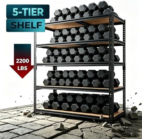 5-Tier Garage Storage Shelving, 72"x40"x20" Heavy Duty Metal Shelf Rack - Image 6