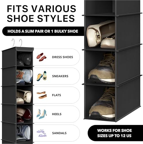 Simple Houseware 10 Shelves Closet Hanging Shoe Organizer, Black - Image 3