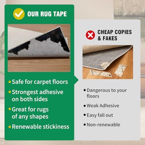 24 Pcs Large Non Slip Rug Pads Carpet Tape for Hardwood & Tile,No Residue - Image 6
