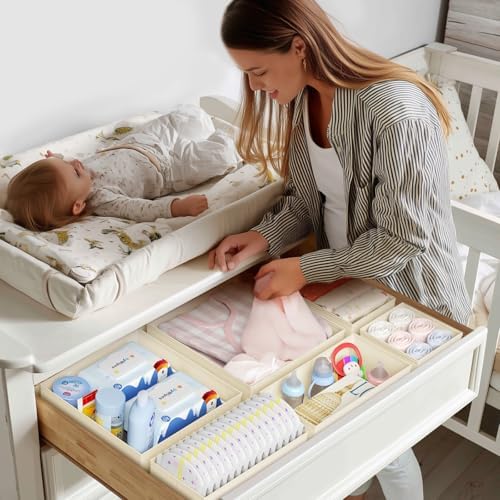 DIMJ Drawer Organizer Clothes 20 Pack - Foldable Baby Organizers and Storage & Dresser Organizer for Bedroom, Closet - Nursery Organization Dresser Dividers for underwear, Sock,Bra, Belt, Tie, Beige - Image 3
