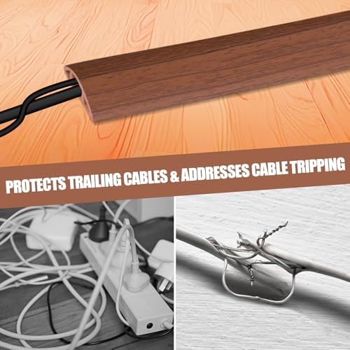 Floor Cord Cover Self Adhesive Cord Hider,20FT Cable Management, Extension Strip Protector for Wires, Prevent Cable Trips for Offices, Gyms, Exhibitions Cavity:0.39"(W) x0.27(H) Wood Red Teak - Image 6