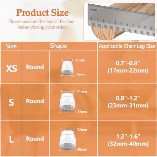BAIPOK 16Pcs Round Chair Leg Floor Protectors for Hardwood Floors - Image 2