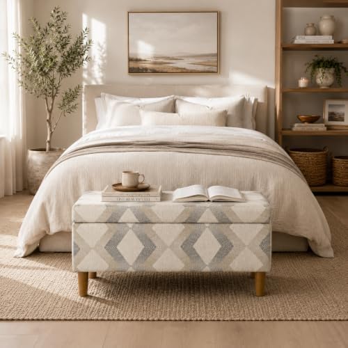 HomePop Malmo 36" Storage Bench - Natural Woven Geo - Image 4