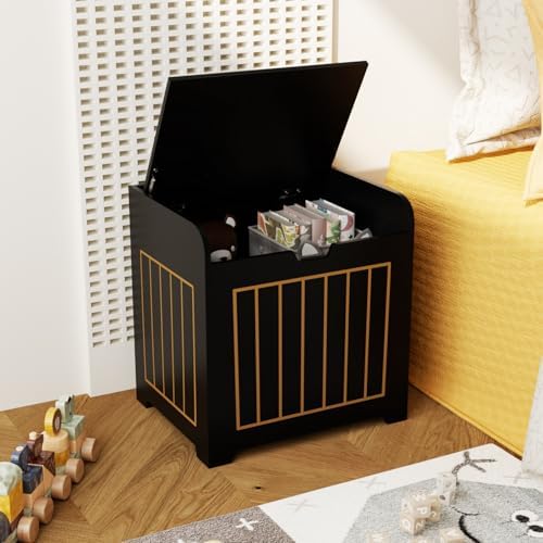 Aenuert Storage Chests, Small Cube Organizer Box,Wooden Entryway Storage (Black, Without Handles) - Image 5