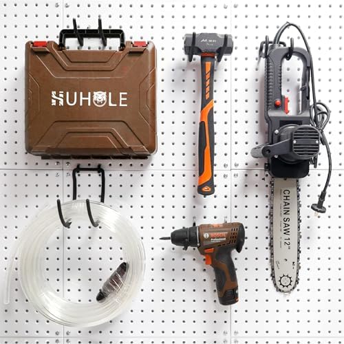 HUHOLE 8 Pack Pegboard Drill Holder Utility Hooks for 1/4 Inch Pegboard - Image 6