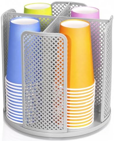 Rotating Paper Cup Dispenser, Cup Holder with 4 Compartments, Gray by Wymulot
