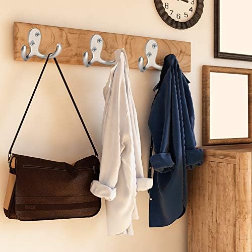 IBosins 20 Pack Silvery Double Prong Coat Hooks Wall Mounted with 40 Screws - Image 5