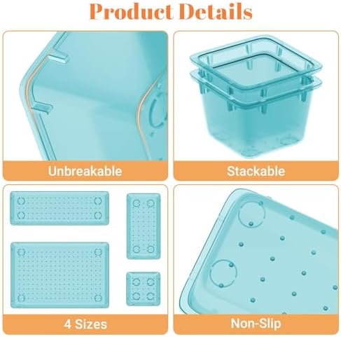 SpaceHacks 15 PCS Plastic Drawer Organizer Set, Drawer Storage Trays - Image 4
