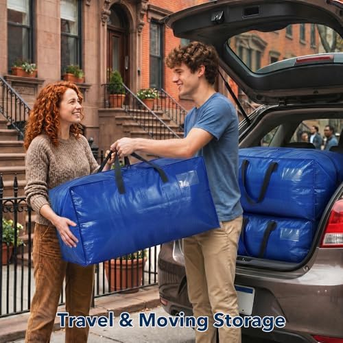 Moving Bags Heavy Duty,Extra Large Moving Bags for Travel/College Packing/Storage/Organization/Seasonal Clothes & Bedding Storage,Moving Supplies Bins,Compatible with Ikea Frakta Cart (Blue,8Pcs) - Image 6
