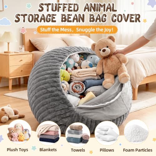 Bean Bag Cover No Filler Stuffed Animal Storage Bean Bag Chair Cover - Image 4
