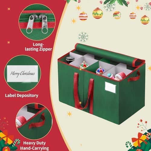 EverMerry Nutcracker and Figurine Collectibles Storage Box， Large Ornament Storage Organizer Stores Up to 8 Holiday Figurines-Carolers, Santa Figure, or Nut Cracker Ornaments (Green/15 Inches) - Image 3