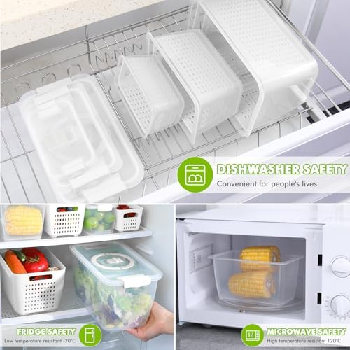 LUXEAR Produce containers for fridge,3 Set Fruit Containers with Removable Colander, BPA-Free Produce Saver Containers with Lids Dishwasher&Microwave Safe Keep Fruits, Vegetables, Berry, Fresh Longer - Image 6