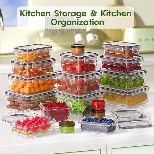 KEMETHY 36-Piece Food Storage Containers with Lids(18 Container & 18 Lid), Plastic Food Containers for Pantry & Kitchen Storage and Organization, BPA-Free, Leak Proof, Reusable with Labels & Pen - Image 7