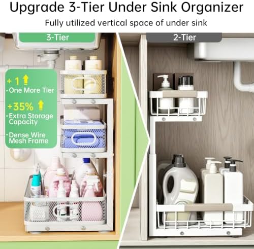 3-Tier Under Sink Organizer, Pull Out Cabinet Organizer for Kitchen & Bath - Image 4