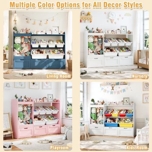 VontinT 50.6" W Toy Storage with Large Toy Bins & Rolling Drawers, Wooden - Image 7