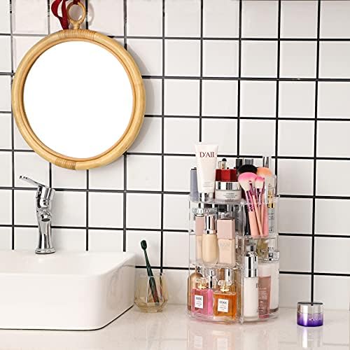 Clear Rotating Makeup Organizer for Vanity,Adjustable Skincare Organizer Countertop,Cosmetic Display Cases for Beauty,Skin Care,Spinning Makeup Stand,Make up Storage Organizer and Perfume organizer - Image 4