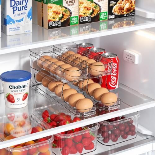 Egg Holder with Lid for Fridge, FIFO Egg Roller for Eggs 12 Count, Clear - Image 3