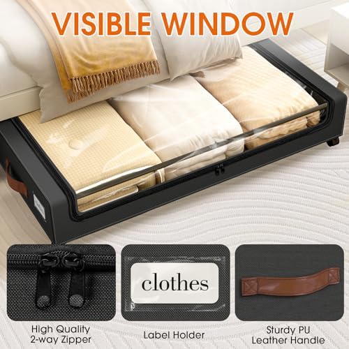 Under Bed Storage with Wheels 1Pack Storage Containers with Clear Window - Image 3