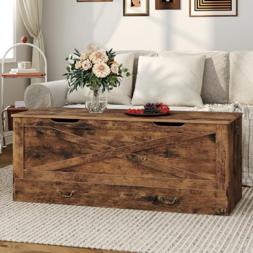 RALGEND Toy Chest, 47.2" Storage Chest with Drawer and Pull Handles - Image 6